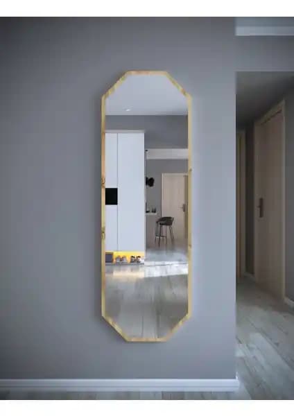 Tarz Design Kece Gold Sekizgen Dekoratif Boy Aynası Modern ve Şık İç Mekan Tasarımı İçin Uygun