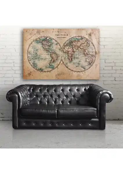 Tek Tablo Dünya Haritası Kanvas Tablo Modern İç Mekan Dekorasyonu İçin Uygun