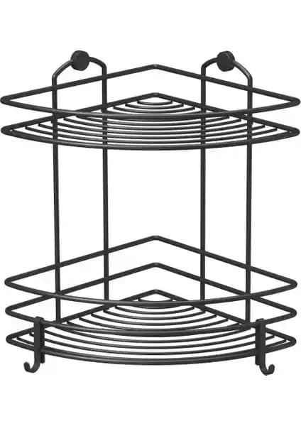 Tekno-tel 2 Katlı Kancalı Banyo Köşe Rafı Modern Tasarım ve Dayanıklılık