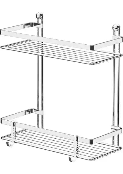 Tekno-tel 2 Katlı Lamalı Banyo Rafı Krom Kaplama Modern ve Dayanıklı Tasarım