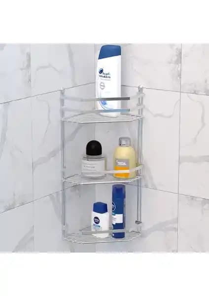 Tekno-tel 3 Katlı Krom Banyo Köşeliği ile Modern ve Fonksiyonel Dekorasyon