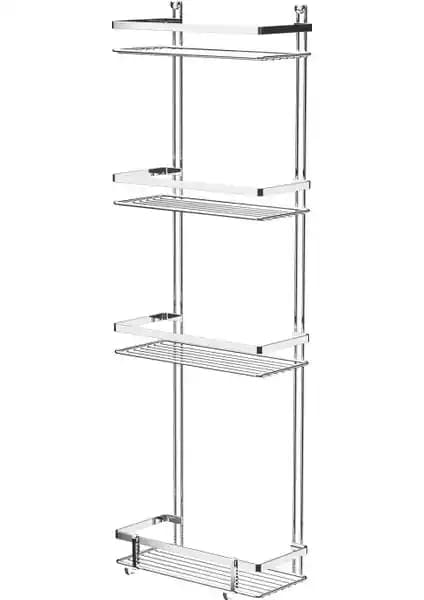 Tekno-tel 4 Katlı Lamalı Kancalı Banyo Rafı Krom ES060H Modern ve Fonksiyonel Tasarım