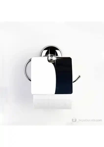 Tekno-tel MG191 taşlı ve kapaklı krom tuvalet kağıtlığı modern ve dayanıklı banyo aksesuarı
