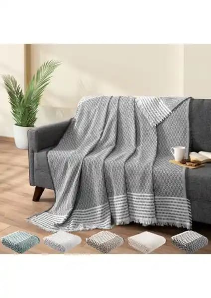 Teksnil Home Modern Koltuk Örtüsü 170x200 cm Antrasit Renkli Pamuk Kumaş