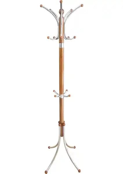 Tolunay Portmanto Ayaklı Askılık Yonca Modeli Ceviz Renk Modern ve Şık Tasarım