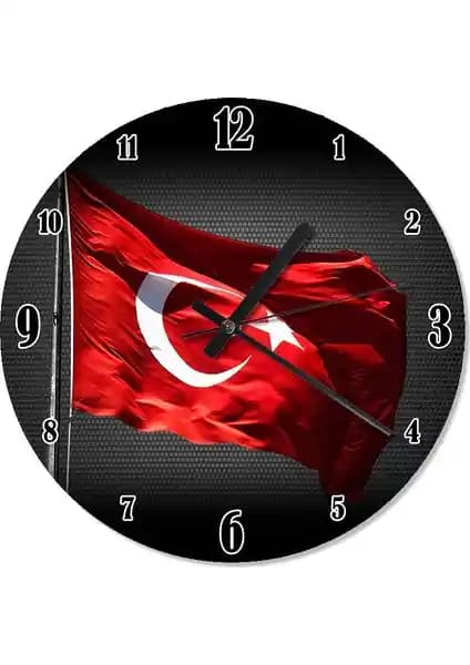 Türk Bayrağı Temalı Duvar Saati: Modern ve Estetik Dekoratif Ürün