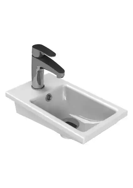 Turkuaz Seramik Cerastyle Mini L Lavabo: Kompakt ve Şık Modern Banyo Çözümü