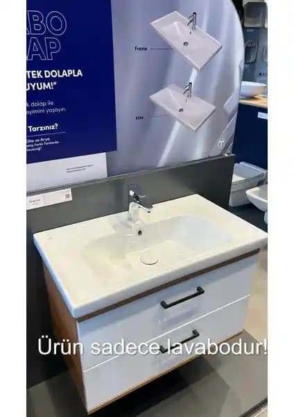 Turkuaz Seramik Frame Etajerli Lavabo: Modern ve Dayanıklı Banyo Tasarımı İçin Uygun