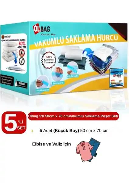 Ülbag 5'li Vakumlu Poşet Seti ile Eşyalarınızı Pratik ve Güvenli Şekilde Saklayın