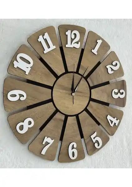 Ümra Lazer Yonca Desenli Ahşap Duvar Saati Modern ve Şık Tasarım Özellikleri