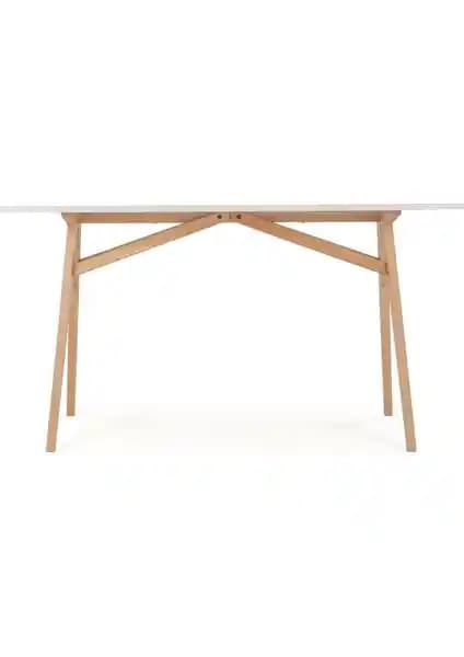 Unboxdeco Akrobat Kayın Masif Ayaklı Beyaz Çalışma Masası Detaylı Özellikler ve Tasarım