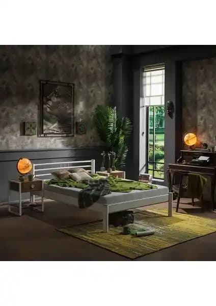 Unimet Asos-S Ferforje Metal Tek Kişilik Yatak Çerçevesi Beyaz Modern Tasarım