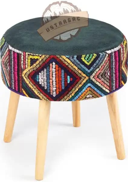 Usta Ağaç Puf Koltuk Tabure Etna Gökkuşağı Yeşil Modern ve Çok Amaçlı Tasarım