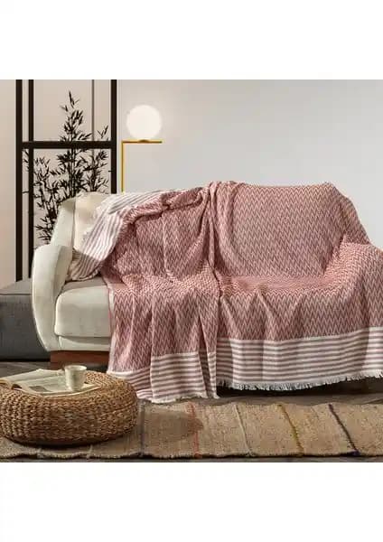 Vagonik Zigzag Natural Keten Koltuk Örtüsü: Şık ve Dayanıklı Oturma Odası Dekorasyonu