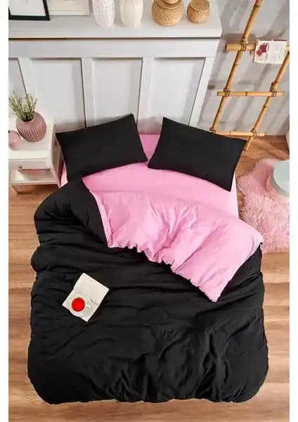 Valezium Siyah-Pembe Çift Kişilik Nevresim Takımı Yatak Odası Şıklığı ve Konforu