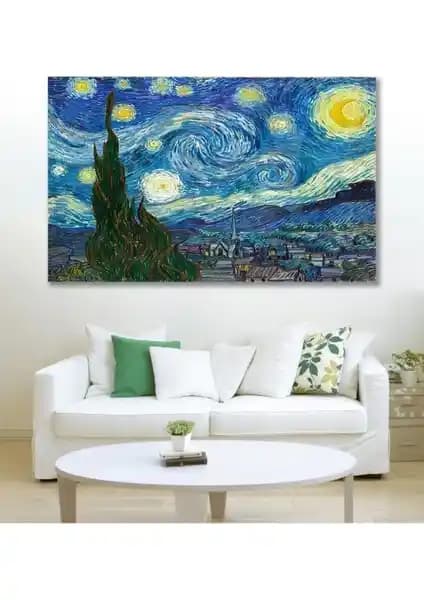 Van Gogh Yıldızlı Gece Kanvas Tablo 50x70 Modern Ev Dekorasyonu İçin Idealdir
