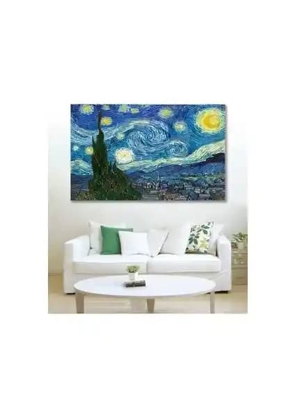 Van Gogh Yıldızlı Gece Temalı Kanvas Duvar Tablosu Modern Dekorasyon ve Hediye Seçenekleri