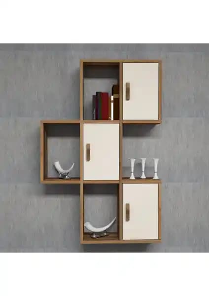 Variant Concept Flora Ceviz ve Ekru Renkli Modern Kitaplık - Estetik ve Dayanıklı Tasarım