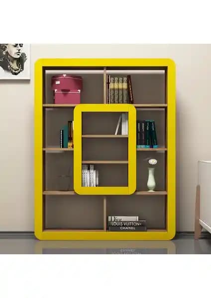 Variant Concept Orkide Kitaplık Ceviz ve Sarı Renk Seçenekleriyle Modern Tasarım