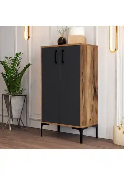 Variant Mobilya Prag Ayakkabılık Ceviz Antrasit Modern ve Dayanıklı Tasarım