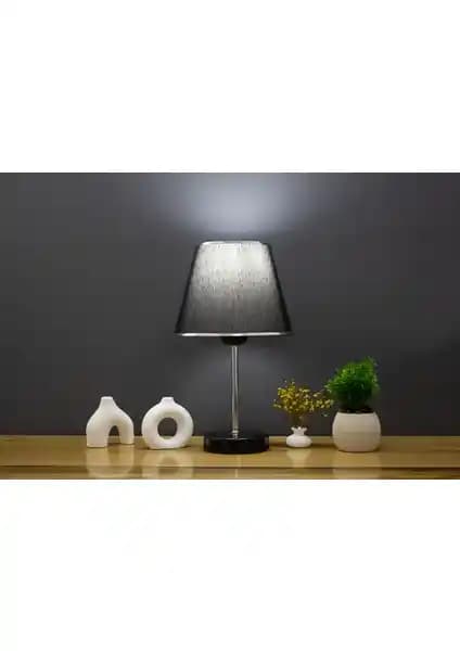 Vivido Abajur Siyah Krom Safir Modern Tasarım Şık ve Dayanıklı Aydınlatma Unsuru