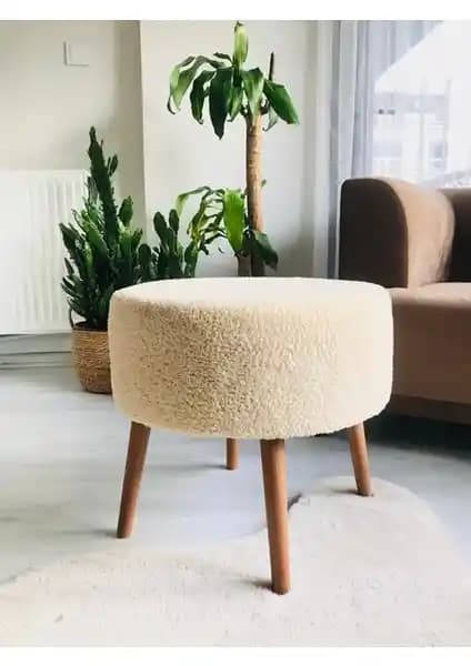 Web Panya Gürgen Ahşap Ayak Xlarge Oturma Alanı Dekoratif Puf Bench