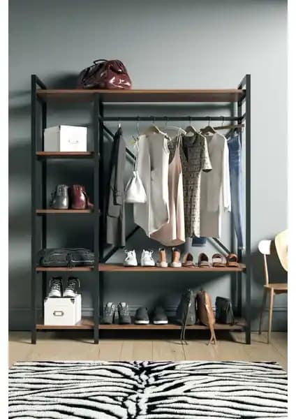 Wood House Beren Portmanto Ceviz: Modern ve Dayanıklı Ahşap Depolama Çözümü