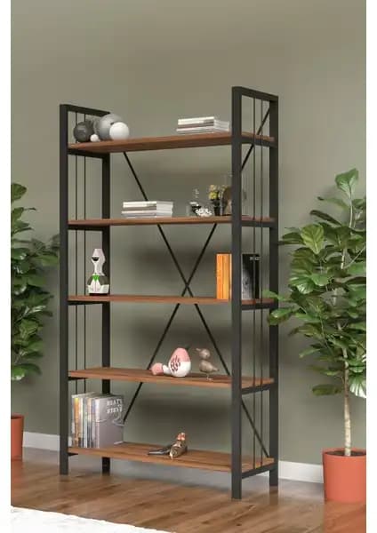 Wood House Eftelya Ceviz Kitaplık Modern Tasarım ve Dayanıklı Malzeme ile Şıklık Sunar