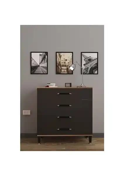Wood House Melodi Şifonyer Antrasit Modern ve Çok Yönlü Mobilya Seçeneği