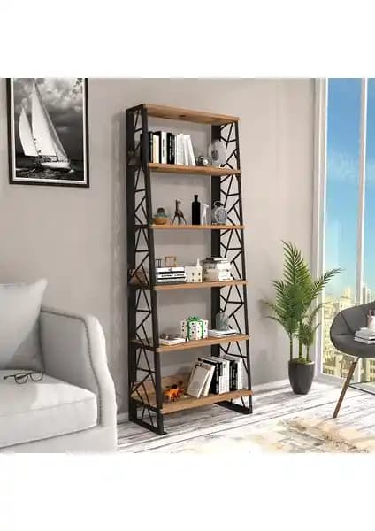 Wood'n Love Albatros 5 Raflı Metal Kitaplık Modern ve Dayanıklı Tasarım Özellikleri