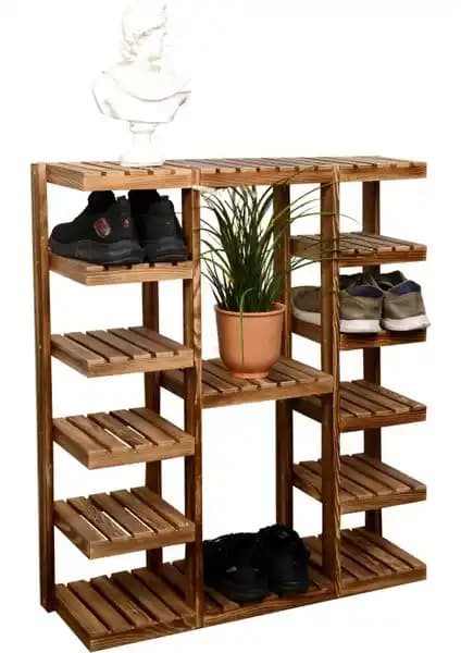 Wooden City Ahşap Ayakkabılık: Şık ve Fonksiyonel Çok Katlı Depolama Çözümü
