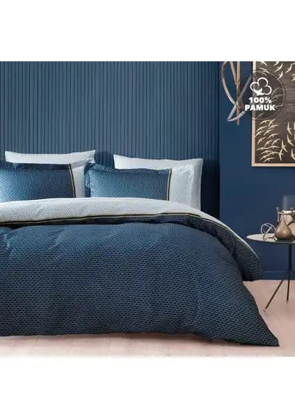 Yataş Bedding Arch Lacivert Çift Kişilik Saten Nevresim Seti Modern ve Şık Tasarım