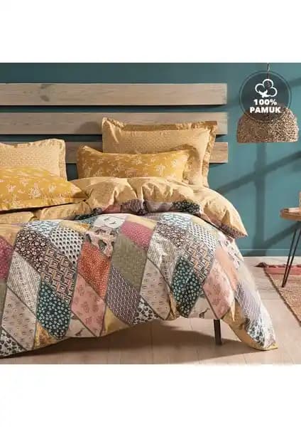 Yataş Bedding Astrid Tek Kişilik Ranforce Nevresim Takımı Hardal Renkli Modern Tasarım