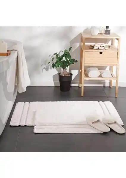 Yataş Bedding Felicia Banyo Paspası Seti Ekru Yüksek Emici ve Kaymaz Tasarım
