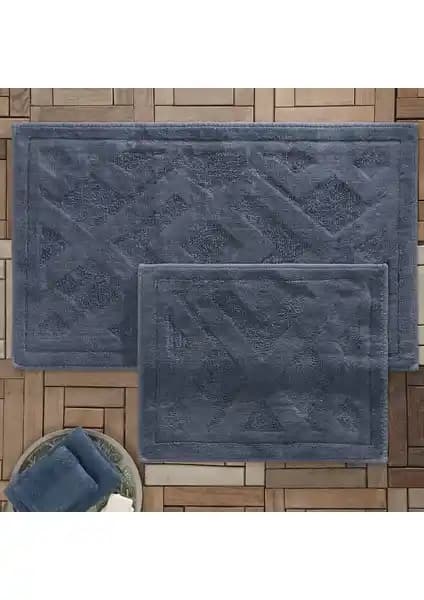 Yataş Bedding Milo Banyo Paspası Seti Indigo Renkli Modern ve Fonksiyonel Tasarım