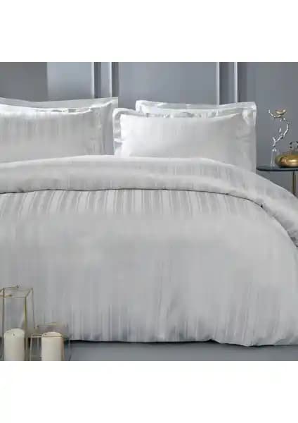 Yataş Bedding Shelly Çift Kişilik Bambu Saten Nevresim Takımı Gri Renkli Modern Tasarım