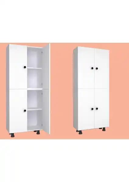Yeni Vitrin MDF 4 Bölmeli Beyaz Kiler Dolabı Dayanıklı ve Modern Tasarım