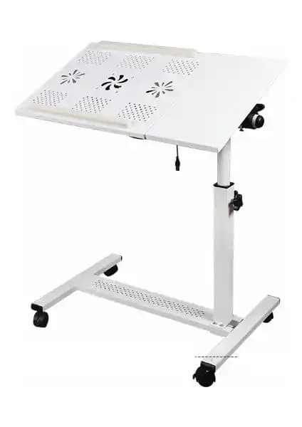 Yerden Yükseklik ve Eğim Ayarlı Beyaz Laptop Sehpası Ergonomik ve Çok Amaçlı Kullanım İçin