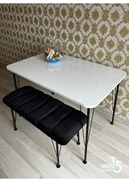 Yirmi15 Metal Ayaklı Beyaz Mutfak Masası 70x110 cm dayanıklı ve şık tasarım