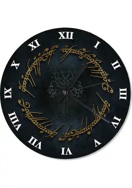 Yüzüklerin Efendisi Sembolü Dekoratif Duvar Saati Estetik ve Fonksiyonel Tasarım