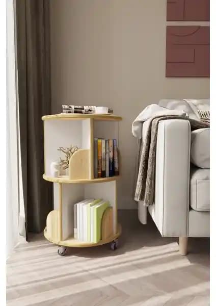 Zeo Wood Design 360° Döner Kitaplık Modern ve Şık İç Mekân Dekorasyonu için Uygun