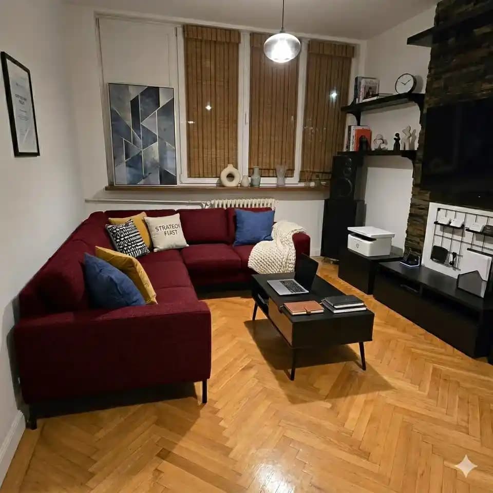 Kırmızı Köşe Kanepe ile Oturma Odasında Renk ve Dekorasyon Dengesi Sağlama Yöntemleri