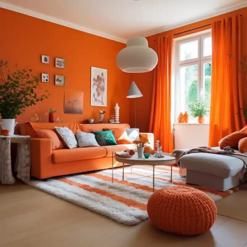 Turuncu Ahşap ve Turkuaz Renk Paletinde Ev Dekorasyonunda Denge ve Tasarım İpuçları