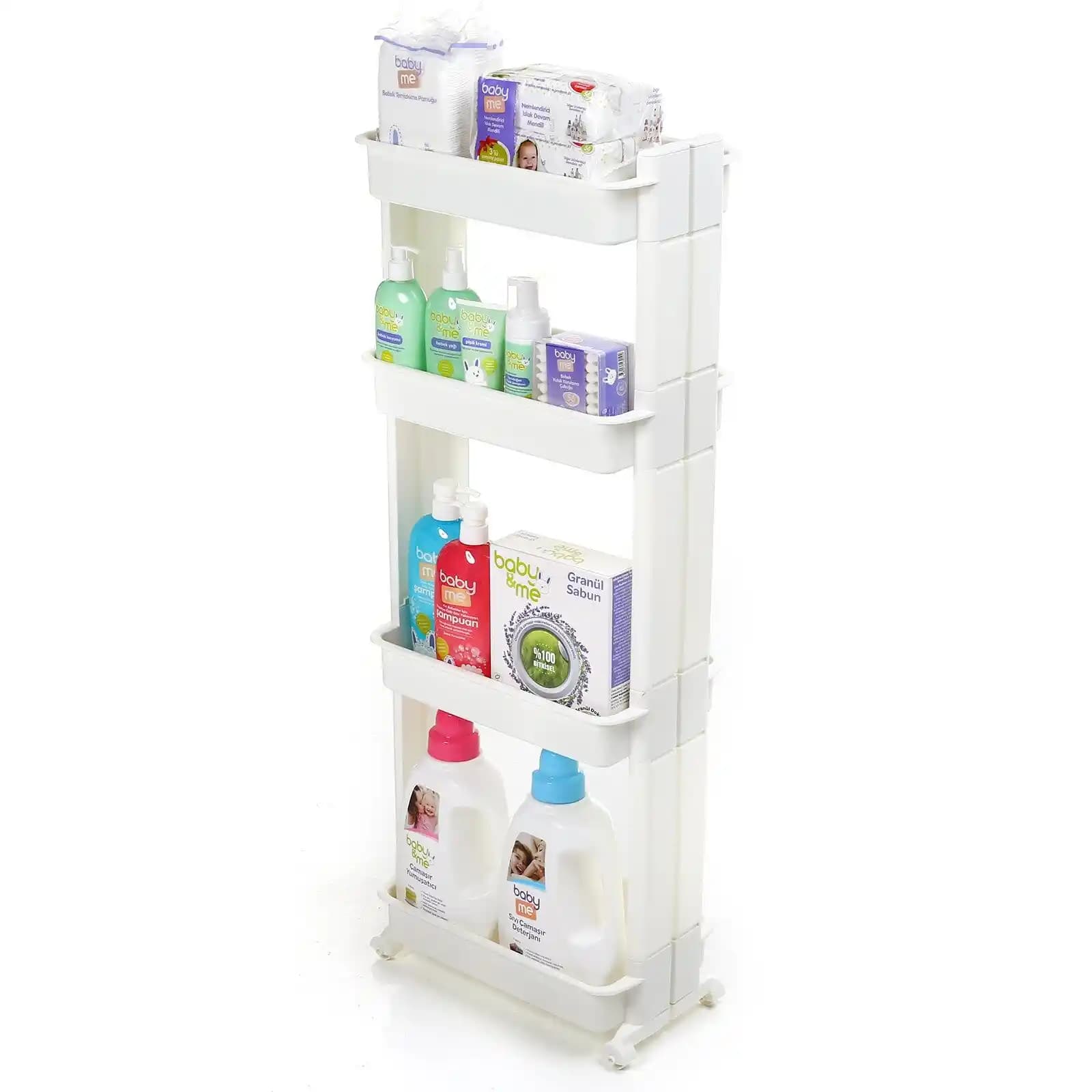 Motek Tekerlekli Organizer 4'lü Raf: Çok Amaçlı ve Modern Dekorasyon Çözümü