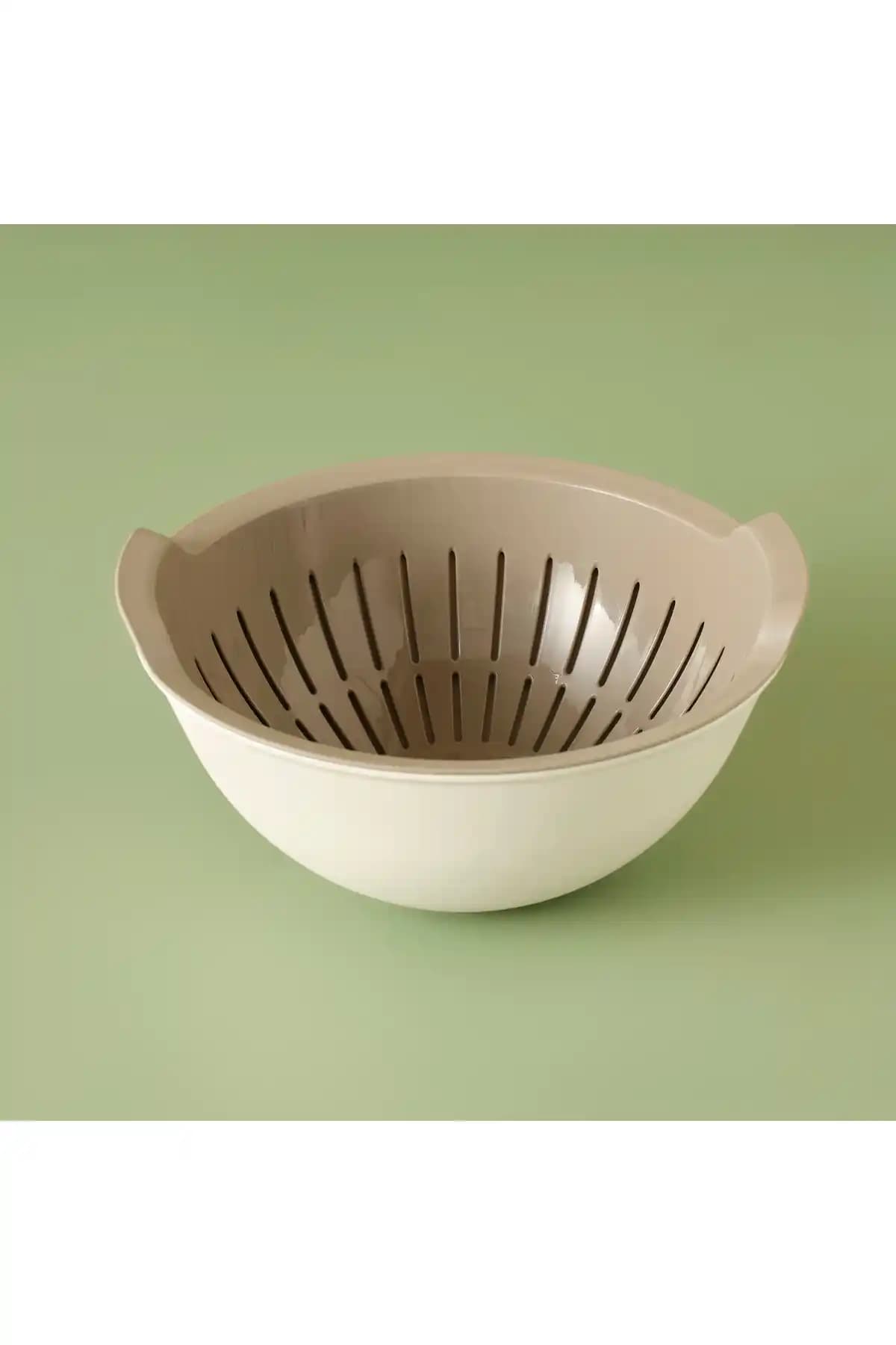 Bella Maison Handle Kaseli Süzgeç Bej: Geniş Yüzeyli Dayanıklı Mutfak Süzgeci