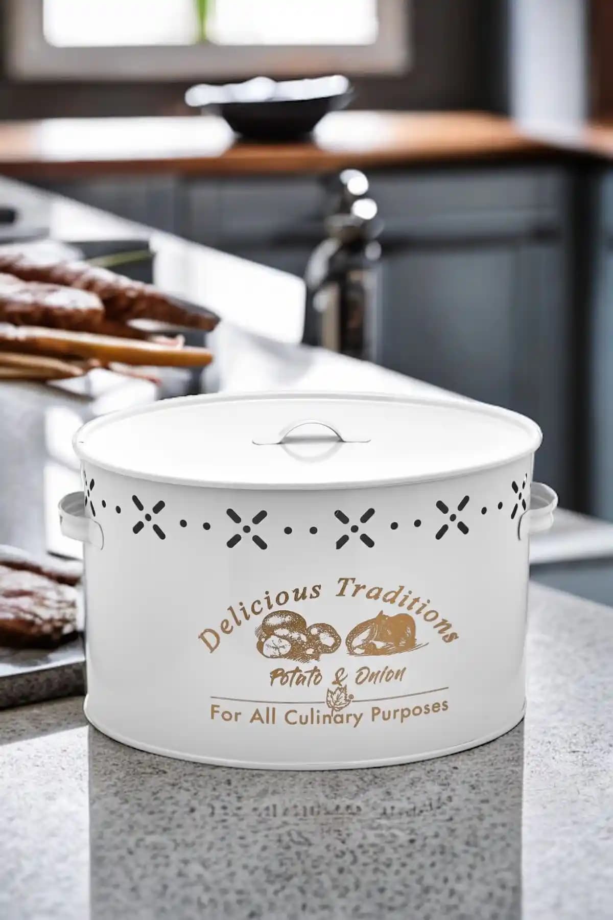 Bestofhome 2 Bölmeli Beyaz Metal Patates ve Soğan Sepeti: Mutfak Düzeninde Pratik Çözüm