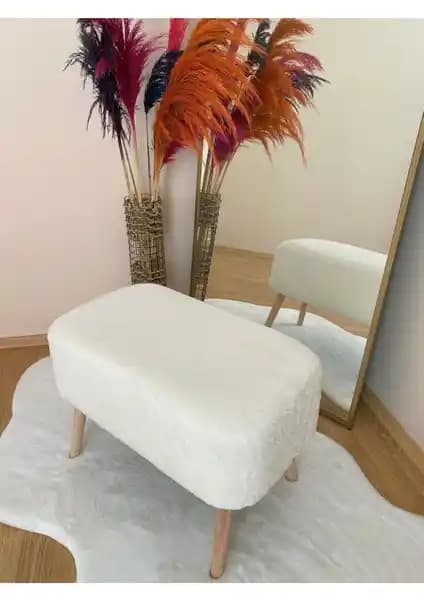 Bounteous Ahşap Ayaklı Dikdörtgen Puf ve Own Home Eksen Teddy Kumaş Oval Puf Karşılaştırması