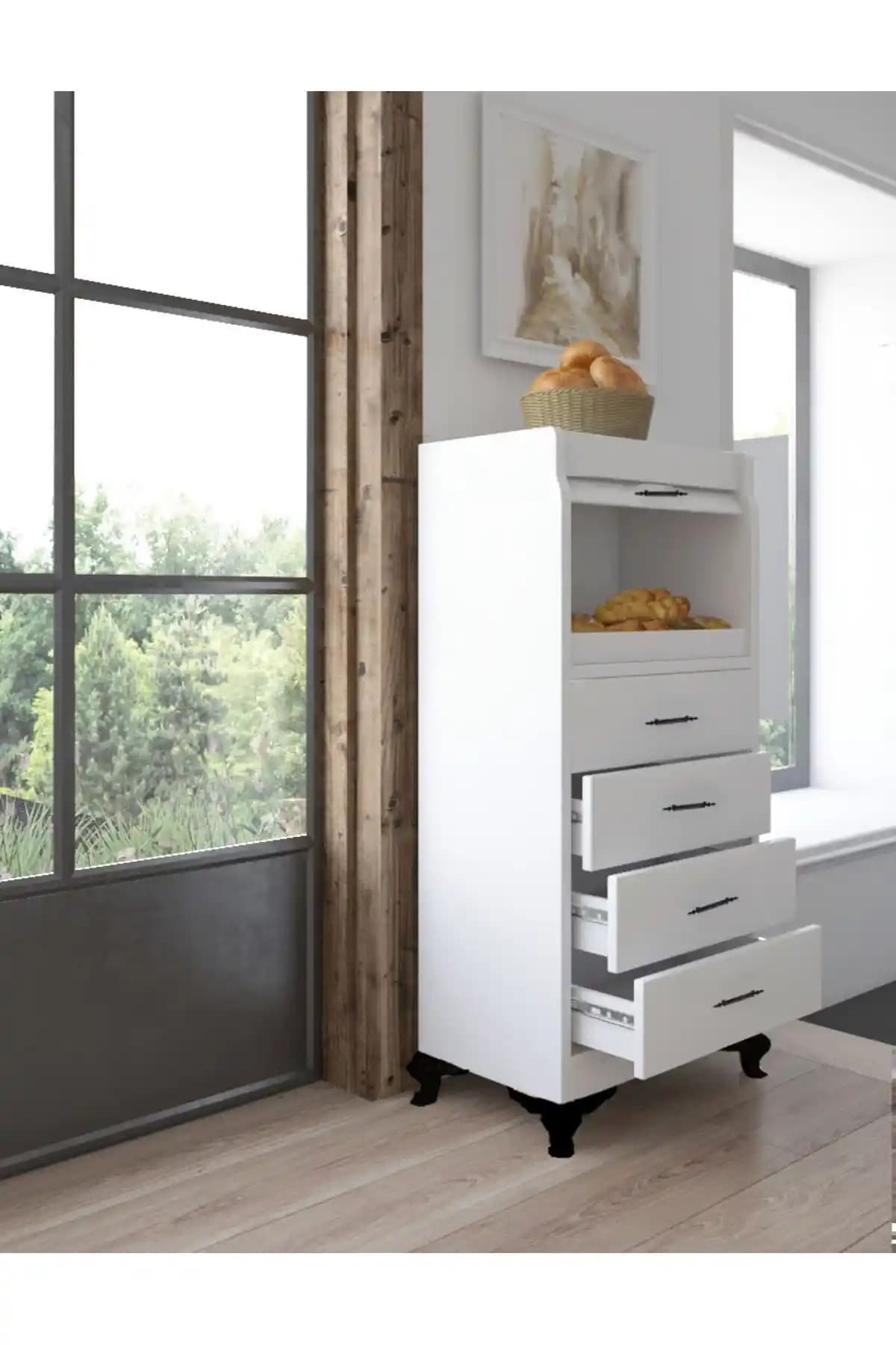 Bygolden 4 Çekmeceli Ekmeklik Dolabı Modern ve Şık Tasarımıyla Mutfaklara Estetik Katıyor