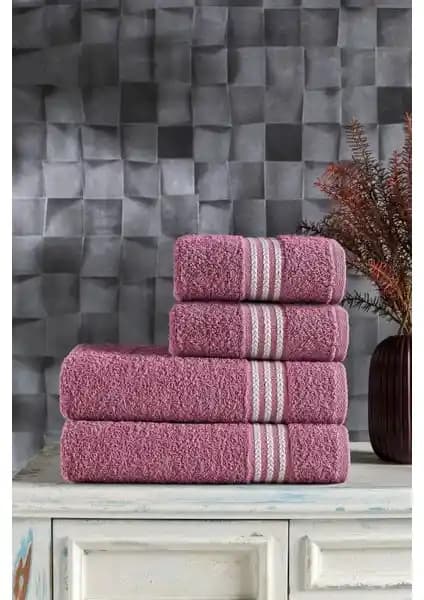 Casnack Veronica 4'lü Pamuk Banyo Havlu Seti Yüksek Emicilik ve Estetik Özelliklerle