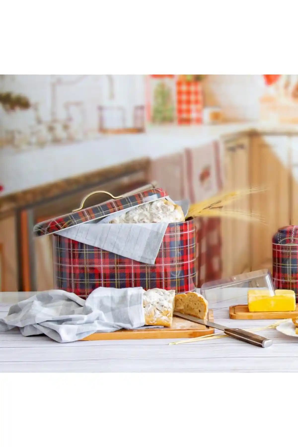 Evle Ef002-İ3 Plaid Desenli Ekmeklik: Şık ve Dayanıklı Mutfak Saklama Çözümü